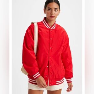 Levi’s Gold Tab Redwood Tech Baseball Jacket Women’s XL Oversized Red Bomber